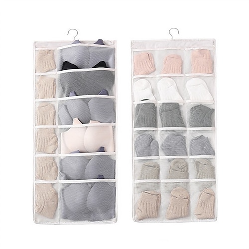 Double-sided Clear Hanging Bag Folding Clothing Storage Bag Socks Bra  Underwear Rack Hanger Storage Bags Organizer for Wardrobe 2024 - $7.99