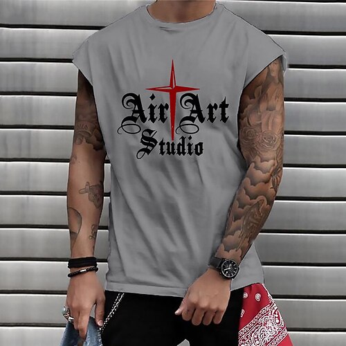 

Men's Unisex T shirt Hot Stamping Graphic Prints Letter Crew Neck Street Daily Print Cap Sleeve Tops Casual Designer Big and Tall Sports White Gray Army Green