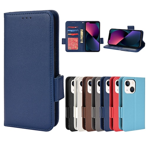 

Phone Case For Apple Wallet Card iPhone 13 Pro Max 12 Mini 11 X XR XS Max 8 7 Shockproof Card Holder Slots Magnetic Flip Solid Colored PU Leather