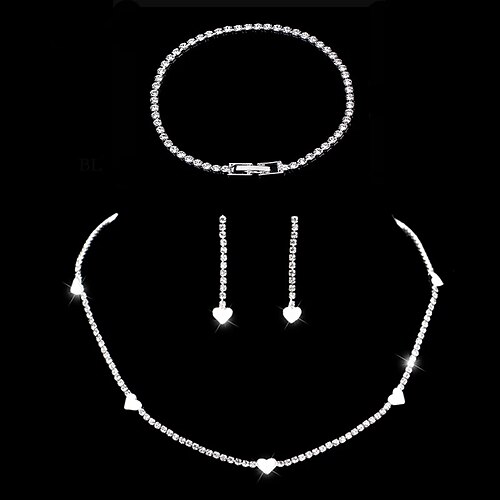 

Bridal Jewelry Sets 3pcs Rhinestone Alloy 1 Necklace 1 Bracelet Earrings Women's Dainty Stylish Artistic Heart Vintage Style Princess irregular Jewelry Set For Christmas Street Carnival