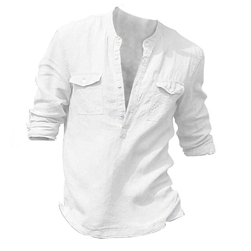 

Men's Casual Shirt Solid Color Turndown Black Light Blue Gray White Casual Daily Long Sleeve Button-Down Clothing Apparel Sports Fashion Casual Comfortable