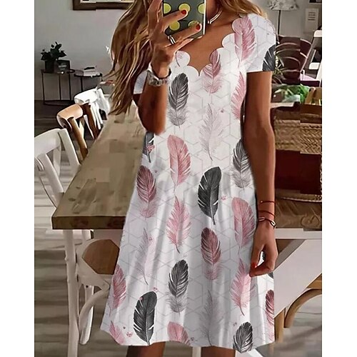 

Women's Casual Dress Short Mini Dress Green White Gray Pink Light Blue Short Sleeve Floral Print Print Summer V Neck Casual 2022 S M L XL XXL