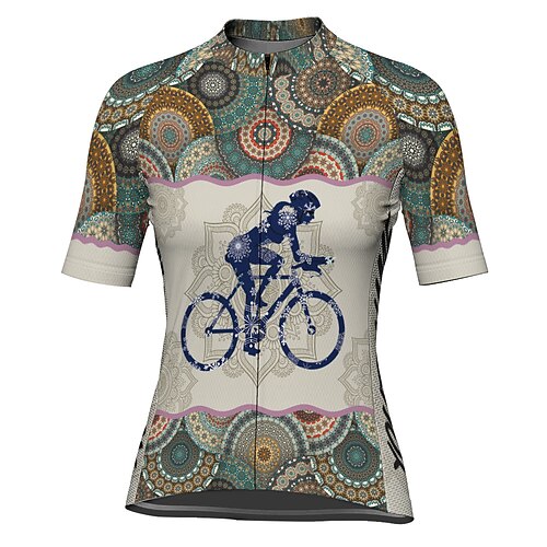 

21Grams Women's Short Sleeve Cycling Jersey Graphic Bike Top Mountain Bike MTB Road Bike Cycling Green Spandex Polyester Breathable Quick Dry Moisture Wicking Sports Clothing Apparel / Athleisure