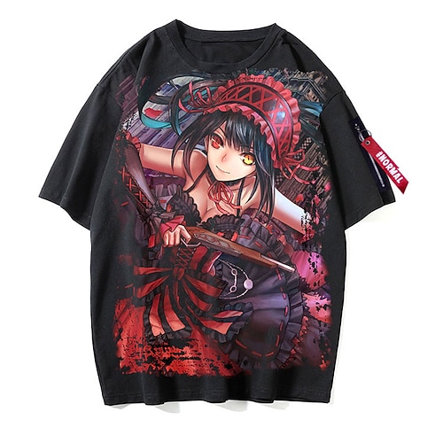 

Inspired by Date A Live Tokisaki Kurumi Cosplay Costume T-shirt Polyester / Cotton Blend Pattern Harajuku Graphic Kawaii T-shirt For Men's / Women's / Couple's