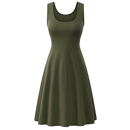 

Women's Plus Size Holiday Dress Solid Color Crew Neck Sleeveless Spring Summer Work Casual Short Mini Dress Daily Back to School Dress / Cotton