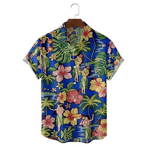 

Men's Shirt 3D Print Graphic Prints Turndown Casual Daily Short Sleeve Tops Casual Hawaiian Sea Blue