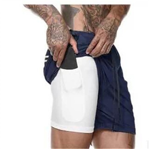

Men's Active Shorts Running Shorts Casual Shorts Pocket Drawstring Elastic Waist Solid Color Comfort Breathable Short Sports Outdoor Daily Stylish Casual / Sporty White & Blue ArmyGreen Micro-elastic