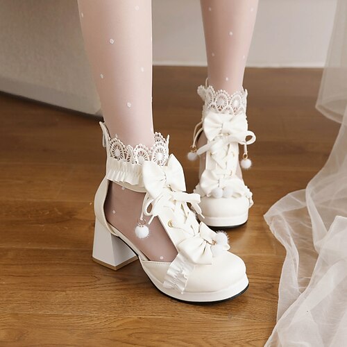 

Girls' Sandals Princess Shoes PU School Shoes Big Kids(7years ) Party Prom Zipper White Black Pink Fall Summer