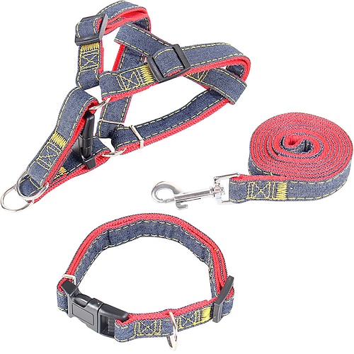 

Dog Cat Pets Harness Leash Portable Durable Safety Outdoor Walking Letter Polyester Small Dog Blue 1pc