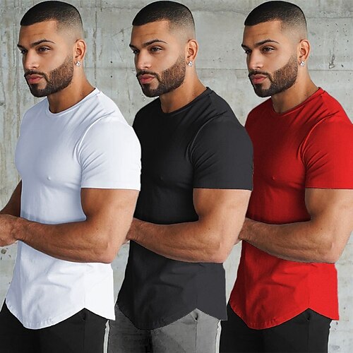 

Men's T shirt Solid Color Crew Neck Street Casual Short Sleeve Tops Basic Fashion Classic Comfortable Black S