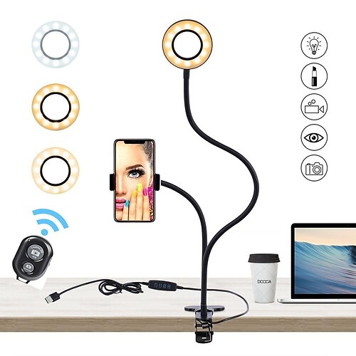 

Bluetooth two-in-one fill light 9Cm metal clip desktop live fill light mobile phone selfie beauty folding photography light