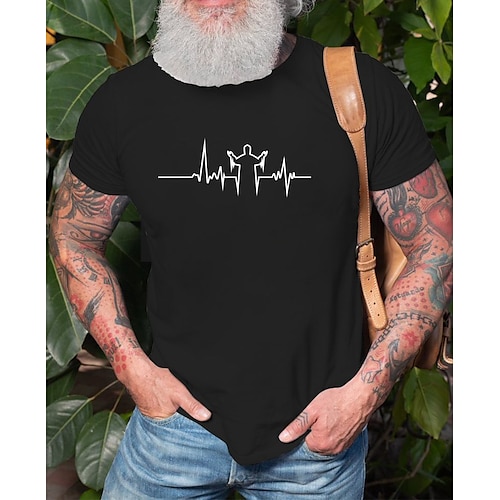 

Men's T shirt Hot Stamping Abstract Round Neck Casual Daily Print Short Sleeve Tops Simple Basic Blue Black Gray