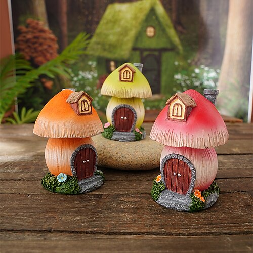 

Decorative Objects Pen Cap Mushroom House Garden Ornament Resin Modern Contemporary for Home Decoration Gifts 1pc