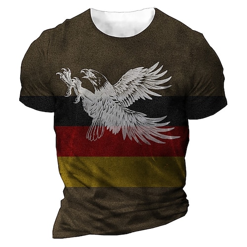 

Men's Unisex T shirt 3D Print Color Block Graphic Prints Eagle Crew Neck Street Daily Print Short Sleeve Tops Casual Designer Big and Tall Sports Brown