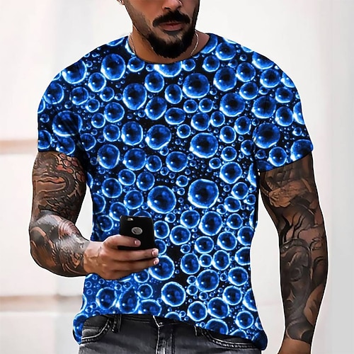 

Men's T shirt Tee Tee Graphic Round Neck Green Blue Yellow Red Gray 3D Print Casual Daily Short Sleeve 3D Print Clothing Apparel Fashion Cool Designer Comfortable / Summer / Summer