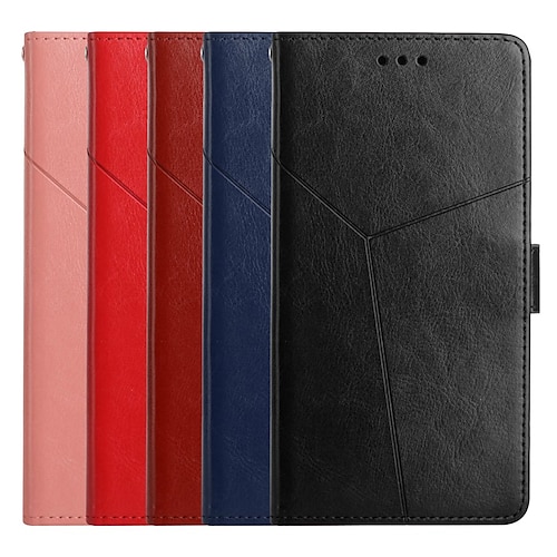 

Phone Case For Samsung Galaxy Wallet Card A53 S22 Ultra Plus S21 FE S20 Note 10 Shockproof Card Holder Slots Magnetic Flip Solid Colored Geometric Pattern PU Leather