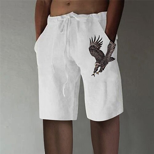 

Men's Stylish Designer Straight Shorts Elastic Waist Print Short Pants Sports Outdoor Daily Graphic Prints Eagle Cotton Blend Comfort Breathable Mid Waist Green White Gray Khaki M L XL XXL 3XL