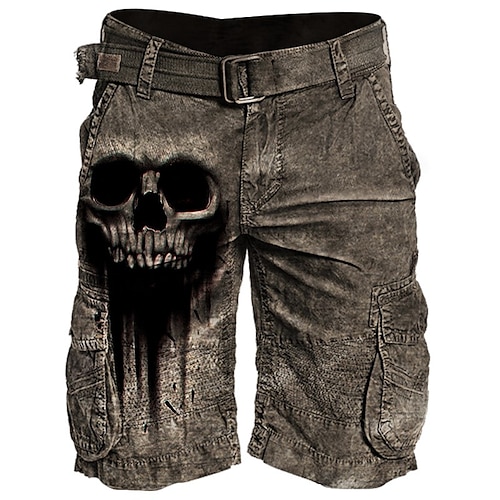 

Men's Classic Style Chic Modern Tactical Cargo Work Shorts 3D Print Multiple Pockets Short Pants Sports Outdoor Casual Graphic Skull Cotton Blend Comfort Soft Mid Waist Dark Gray Brown S M L XL XXL