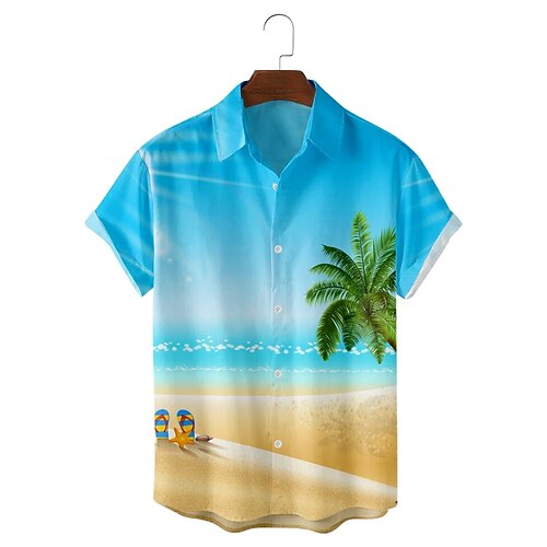 

Men's Shirt 3D Print Graphic Prints Turndown Casual Daily Short Sleeve Tops Casual Hawaiian Blue / White