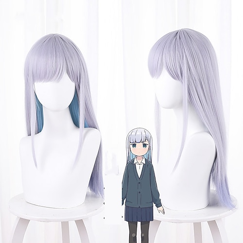 

Aharen-san wa Hakarenai Aharen Reina Cosplay Wigs Women's With Bangs 20 inch Heat Resistant Fiber kinky Straight Gray Teen Adults' Anime Wig