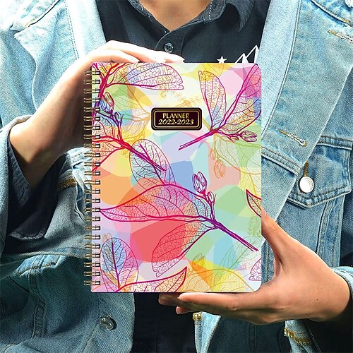 

2022 Spiral Twin-Wire Binding Daily Weekly Monthly A5 5.8×8.3 Inch Classic Paper Hardcover Agenda Double Coil Design Planner 71 Pages for School Office Student