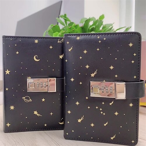 

Lined Notebook Lined A6 4.1×5.8 Inch Aesthetic Simplicity PU SoftCover with Lock Button 160 Pages Notebook for School Office Business