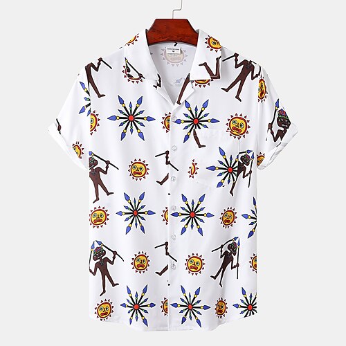 

Men's Shirt 3D Print Graphic Prints Classic Collar Casual Daily Print Short Sleeve Tops Casual Fashion Hawaiian White Black Pink / Summer / Beach