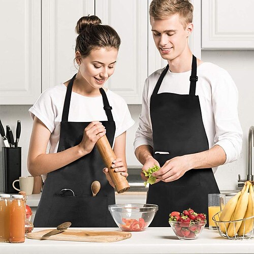 

Unisex Black Apron Machine Washable for Kitchen Crafting BBQ Drawing