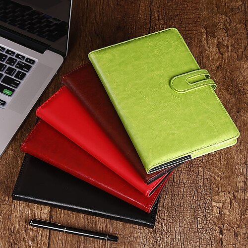 

Lined Notebook Ruled A5 5.8×8.3 Inch Solid Color PU SoftCover with Lock Button 200 Pages Notebook for School Office Business