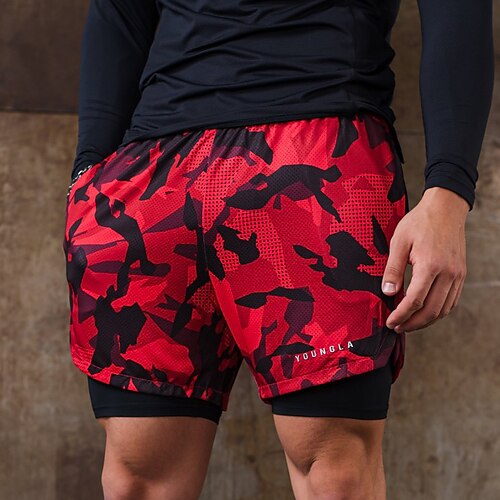 

Men's Running Shorts Compression Shorts Drawstring 2 in 1 Base Layer Athletic Spandex Breathable Quick Dry Moisture Wicking Fitness Gym Workout Running Sportswear Activewear Solid Colored Camouflage