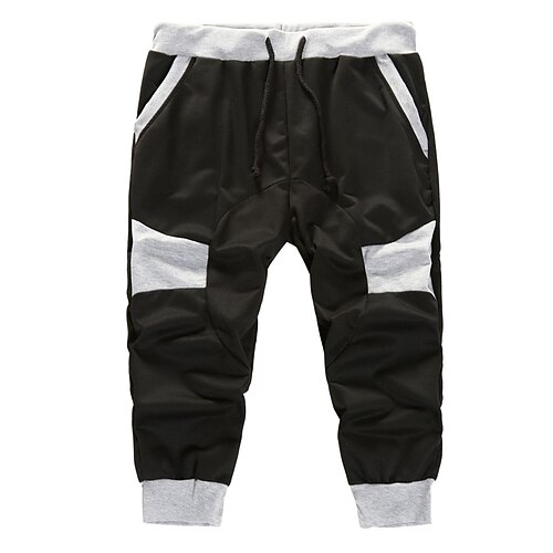 

Men's Classic Style Fashion Active Capri shorts Patchwork Elastic Drawstring Design Calf-Length Pants Sports Outdoor Casual Micro-elastic Color Block Comfort Breathable Mid Waist Black Gray Dark Gray
