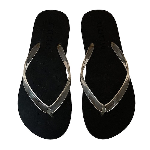 

Women's Flip-Flops Flat Sandals Flat Heel Round Toe Open Toe Elegant Casual Daily PVC Loafer Spring Summer Solid Colored Green Black Blue