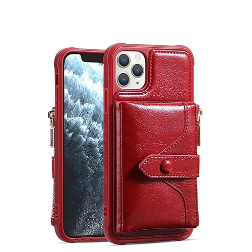

Phone Case For Apple Wallet Card iPhone 13 Pro Max 12 11 SE 2022 X XR XS Max 8 7 Wallet Card Holder Zipper Solid Colored PU Leather TPU