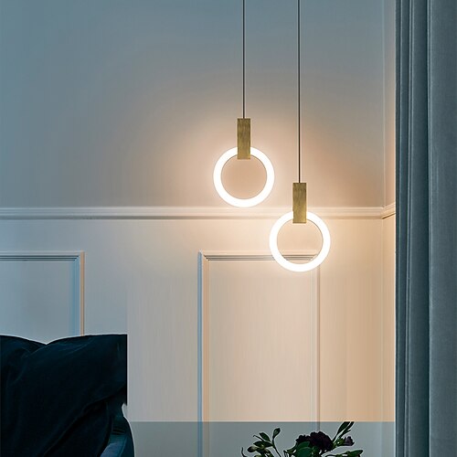 

20 cm Nordic Style Pendant Light LED Island Light Circle Design Ring Bedside Dining Room Bedroom Aluminum Modern