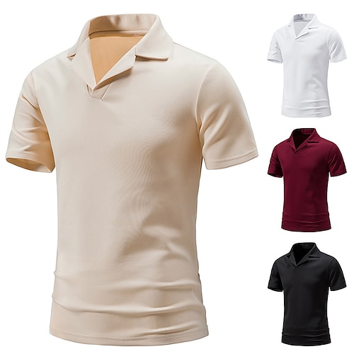 

Per uomo POLO Camicia da golf Golf Esterno Giornaliero Collo ripiegabile Collare cubano Maniche corte Moda Classico Liscio Di base Estate Vinaccia Nero Bianco Cachi POLO