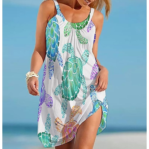 

Women's A Line Dress Knee Length Dress Green Purple Sleeveless Print Print Spring Summer V Neck Casual 2022 S M L XL XXL 3XL