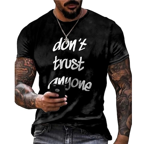 

Men's Unisex T shirt 3D Print Graphic Prints Letter Crew Neck Street Daily Print Short Sleeve Tops Casual Designer Big and Tall Papa T Shirts Black / Summer