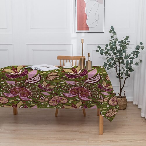 

Perris Tablecloth,Rectangle Farmhouse Table Cloth Water Resistant Dust Proof Decorative Table Cover for Kitchen Holiday Home Party Decor