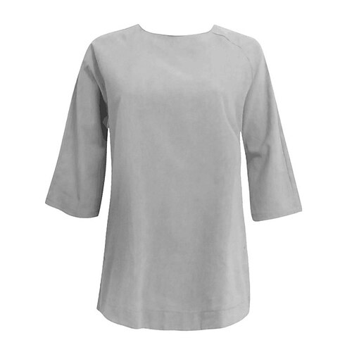 

Women's Plus Size Tops T shirt Plain Short Sleeve Crewneck Basic Daily Going out Cotton Spring Summer Blue Black