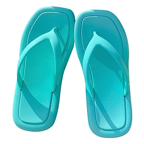 

Women's Slippers Flip-Flops Flat Sandals Flat Heel Round Toe Open Toe Elegant Casual Daily PVC Loafer Spring Summer Solid Colored Almond Green White