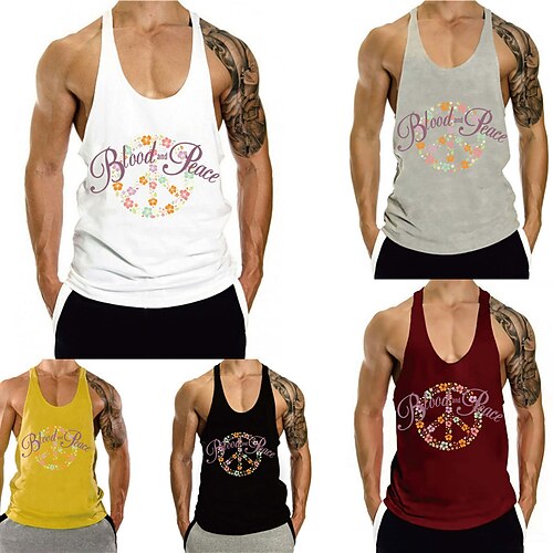 

Men's Tank Top Vest Hot Stamping Floral Graphic Prints Plus Size Crew Neck Daily Sports Print Sleeveless Tops Fashion Classic Designer Hawaiian White Black Gray