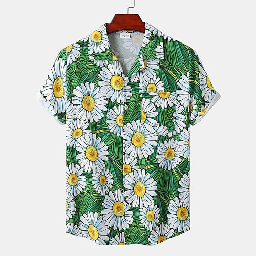 

Men's Shirt 3D Print Graphic Prints Classic Collar Casual Daily Print Short Sleeve Tops Casual Fashion Hawaiian Rainbow / Summer / Beach