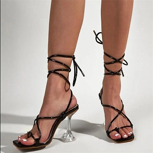 

Women's Sandals Wedge Heel Open Toe Daily PU Leather Loafer Spring Summer White Black