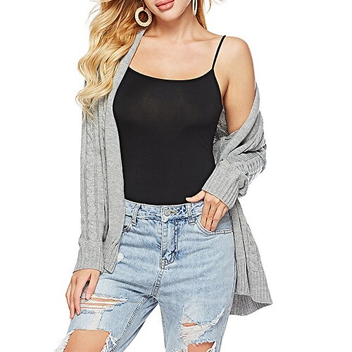 

Women's Cardigan Knitted Pure Color Stylish Casual Soft Long Sleeve Sweater Cardigans Open Front Spring Summer Gray Wine