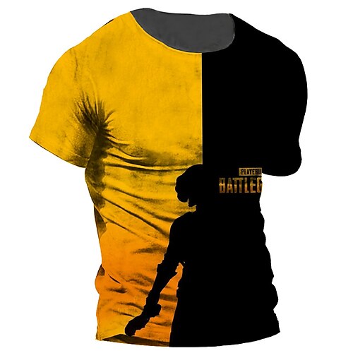 

Men's Unisex T shirt 3D Print Color Block Graphic Prints Crew Neck Street Daily Print Short Sleeve Tops Casual Designer Big and Tall Sports Orange