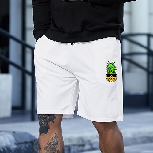 

Men's Stylish Classic Style Active Shorts Elastic Drawstring Design Front Pocket Print Short Pants Sports Outdoor Casual Graphic Prints Pineapple Cotton Blend Comfort Breathable Mid Waist 1 2 3 4 5 S