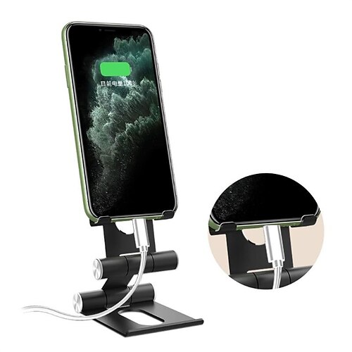 

Phone Stand Portable Foldable Slip Resistant Phone Holder for Desk Bedside Selfies / Vlogging / Live Streaming Compatible with Tablet All Mobile Phone Phone Accessory