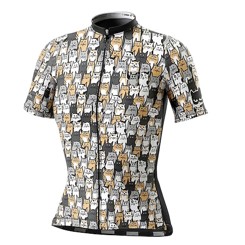 

21Grams Women's Short Sleeve Cycling Jersey Summer Spandex Black Cat Bike Top Mountain Bike MTB Road Bike Cycling Quick Dry Moisture Wicking Sports Clothing Apparel / Athleisure