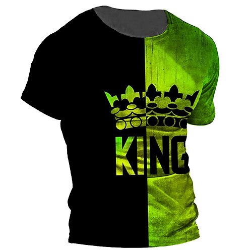 

Men's Unisex T shirt 3D Print Color Block Graphic Prints Letter Crew Neck Street Daily Print Short Sleeve Tops Casual Designer Big and Tall Sports Green