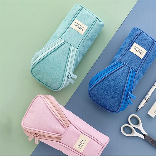 

Pencil Cases Wear-Resistant Multifunction With Zipper Canvas for School Office Student